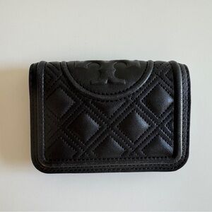 Tory Burch Fleming wallet. Black leather. EUC